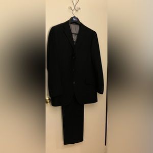 Mens Suit 42L Jacket and pants 36W x 32L Black pin stripe